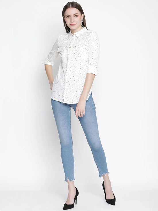 Fanciful Dot Printed Regular Women Shirt