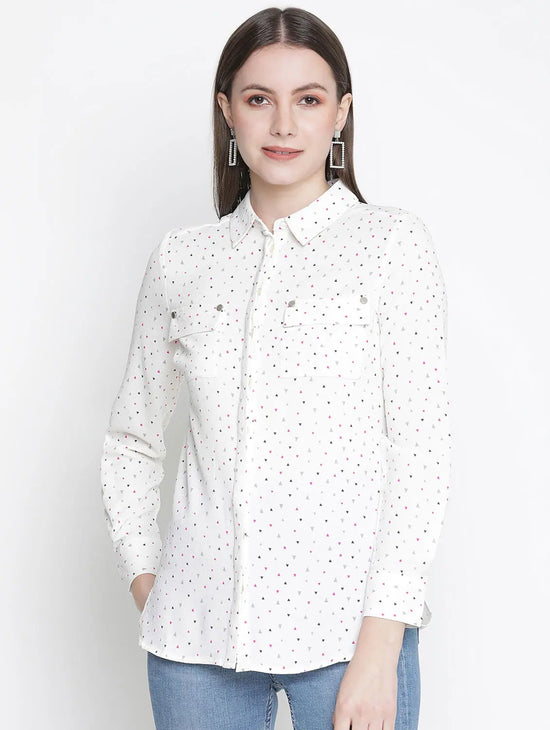 Fanciful Dot Printed Regular Women Shirt