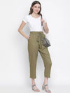 Leafed Out Solid Green Elasticated Women Pant