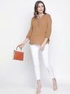 Bapple Brown Embroidery Women Top