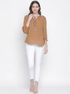 Bapple Brown Embroidery Women Top