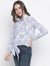 Lizz Of Floral White Color Women Tie-Knot Top