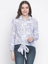 Lizz Of Floral White Color Women Tie-Knot Top