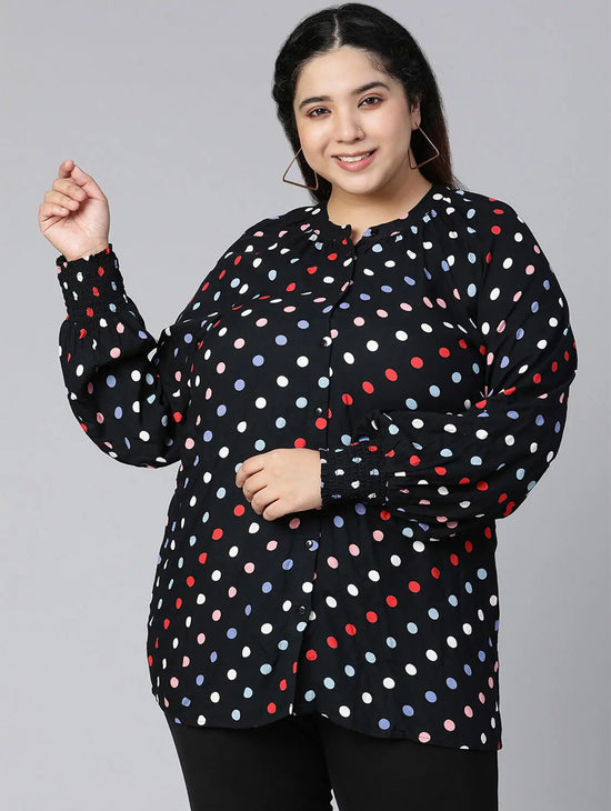 Ablaze Polka Dot Plus Size Women Casual Top