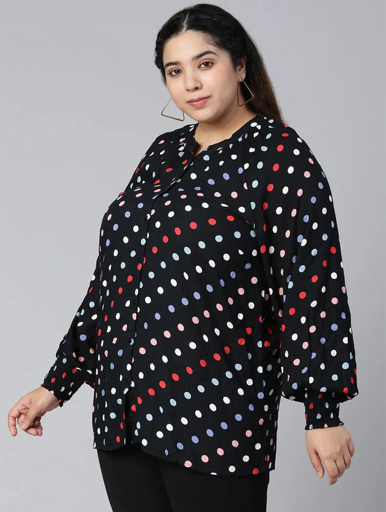 Ablaze Polka Dot Plus Size Women Casual Top