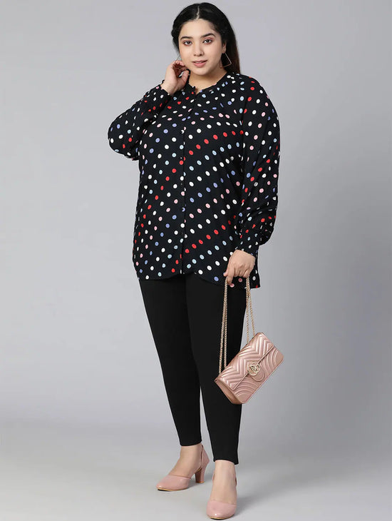 Ablaze Polka Dot Plus Size Women Casual Top