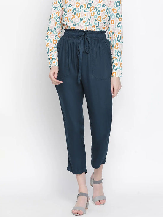 Inky Blue Elasticated Women Pants