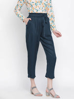 Inky Blue Elasticated Women Pants