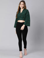 Glancing Green Animal Print Women Crop Top