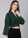 Glancing Green Animal Print Women Crop Top