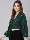 Glancing Green Animal Print Women Crop Top