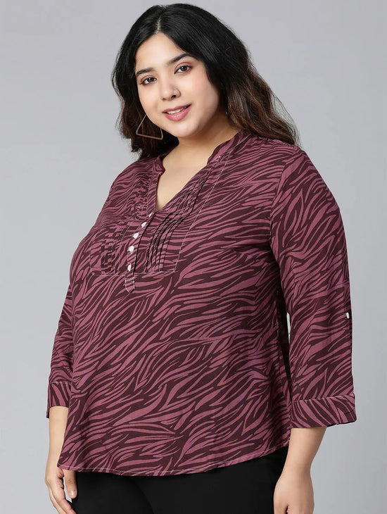 Periwinkle Printed Plus Size Women Casual Top