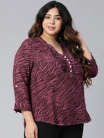 Periwinkle Printed Plus Size Women Casual Top