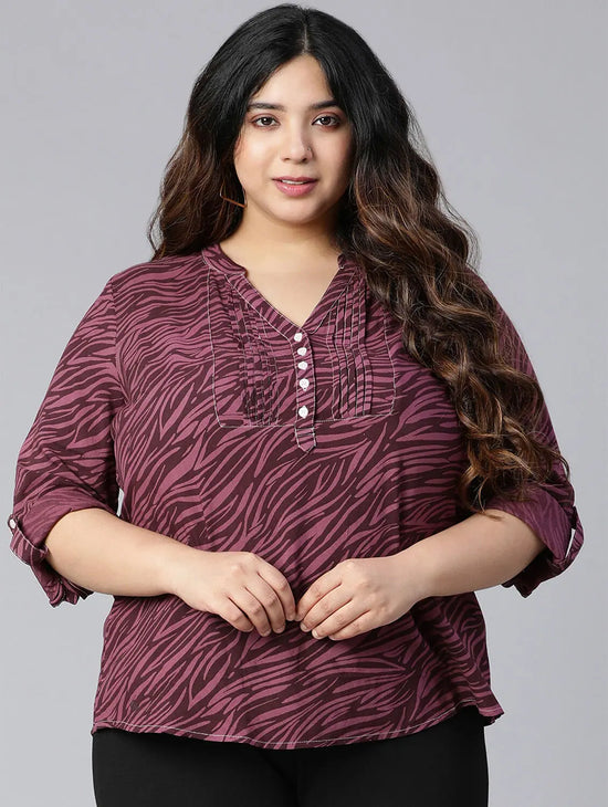 Periwinkle Printed Plus Size Women Casual Top