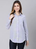 Perky Stripes Blue Color Women Shirt