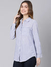 Perky Stripes Blue Color Women Shirt