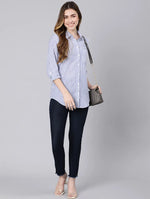 Perky Stripes Blue Color Women Shirt