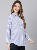 Perky Stripes Blue Color Women Shirt