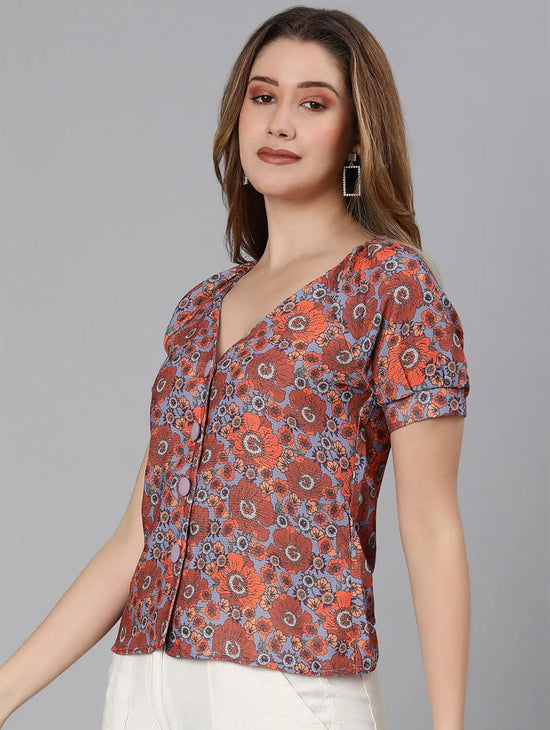 Dreamy Colors Digital Floral Print Women Top