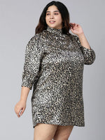 Dusky Animal Print Women Plus Size Dress