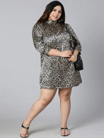 Dusky Animal Print Women Plus Size Dress