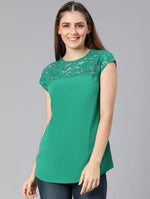 World Of Green Laced Up Women Top