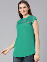 World Of Green Laced Up Women Top