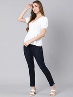 Pasty White Tie-Knot Women Cotton Linen Top