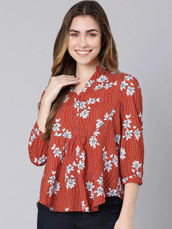 Raina Rust Floral Print Women Top