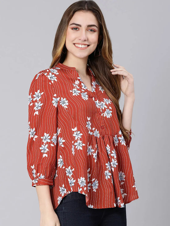 Raina Rust Floral Print Women Top