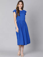 Season Solid Blue Women Dress