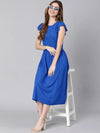 Season Solid Blue Women Dress