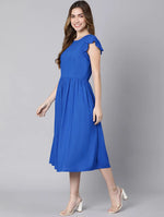 Season Solid Blue Women Dress