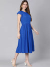 Season Solid Blue Women Dress