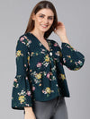 Bles Green Floral Print Women Top