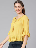 Craven Yellow Off-Shoulder Women Top