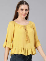 Craven Yellow Off-Shoulder Women Top