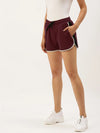 Women Maroon Solid Essential Shorts