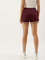 Women Maroon Solid Essential Shorts