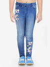 Naughty Ninos Girls Floral Embroidered Denim Washed Jeggings