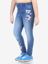 Naughty Ninos Girls Floral Embroidered Denim Washed Jeggings