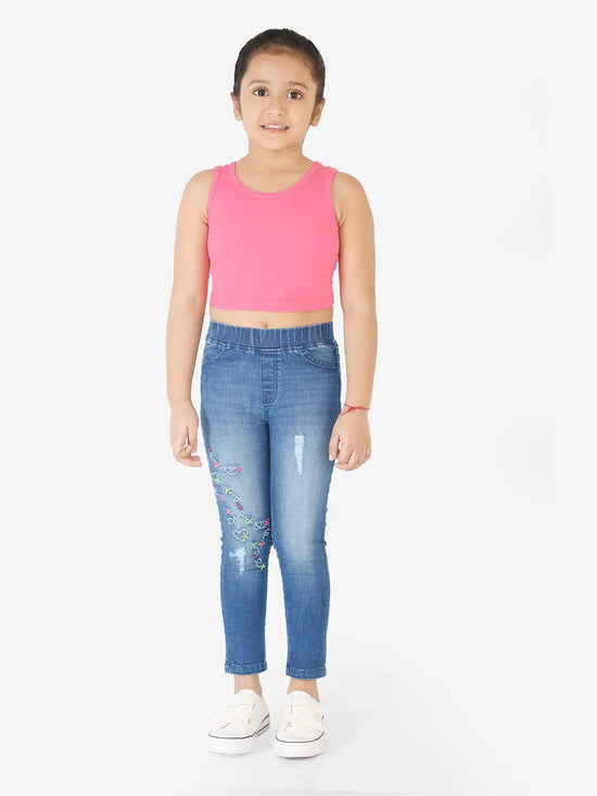 Naughty Ninos Embroidered Denim Light Washed Jeggings