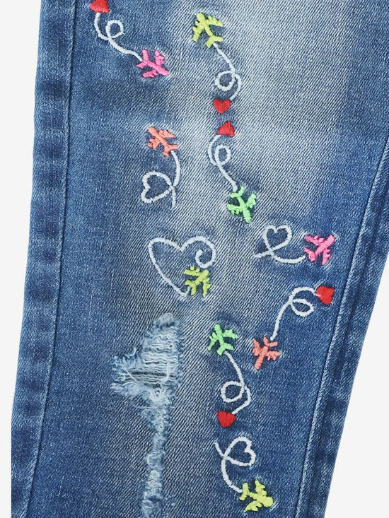 Naughty Ninos Embroidered Denim Light Washed Jeggings