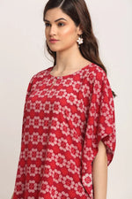 Aawari Rayon Red Half Choli Kaftan Top For Girls and Women