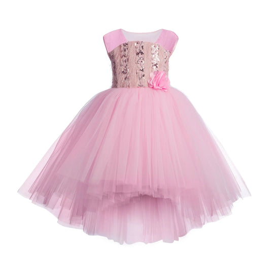 Toy Balloon Kids Dress Up Baby pink Hi-Low girls party wear dress