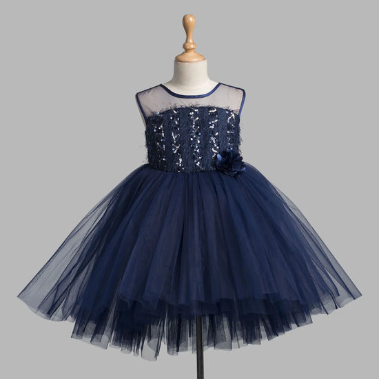 Toy Balloon Kids Icing Navy Blue Hi-Low girls party wear dress