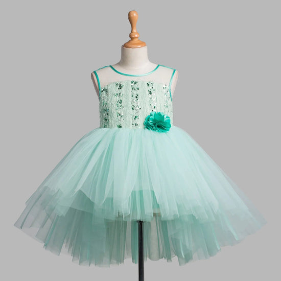 Toy Balloon Kids Dreams S ea Green Hi-Low girls party wear dress