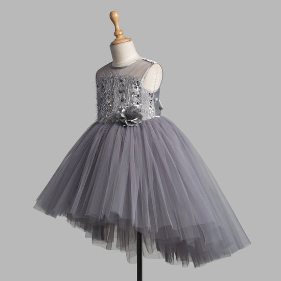 Toy Balloon Kids Violet Grey Hi-Low girls party wear dress