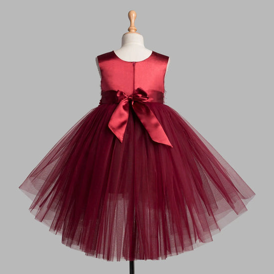 Toy Balloon Kids TerriBerri Maroon Hi-Low girls party wear dress