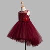 Toy Balloon Kids TerriBerri Maroon Hi-Low girls party wear dress